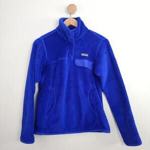 Patagonia Re-Tool Snap-T Fleece Pullover Cobalt Blue Polartec Jacket Women Small